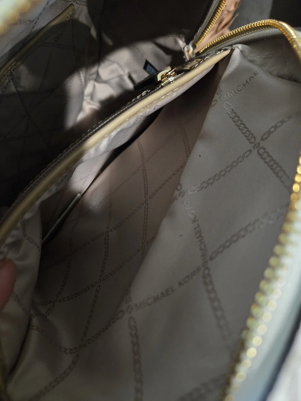Michael Kors Rhea Zip Medium Backpack — Vanilla/Acorn MK Logo